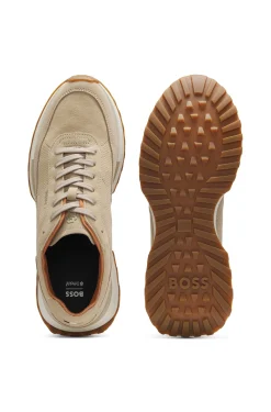 Suede trainers with perforations