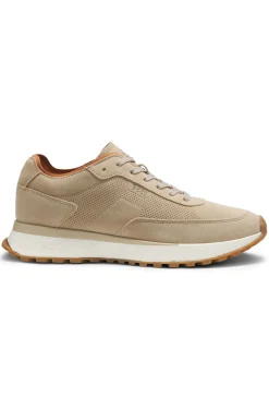 Suede trainers with perforations