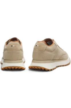 Suede trainers with perforations