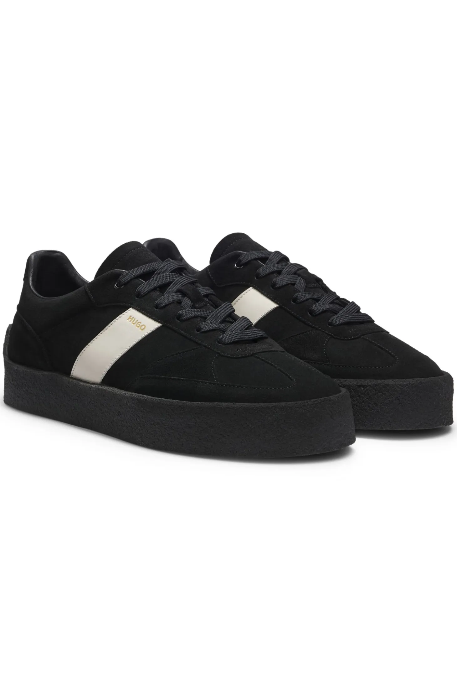 Suede trainers with side stripe