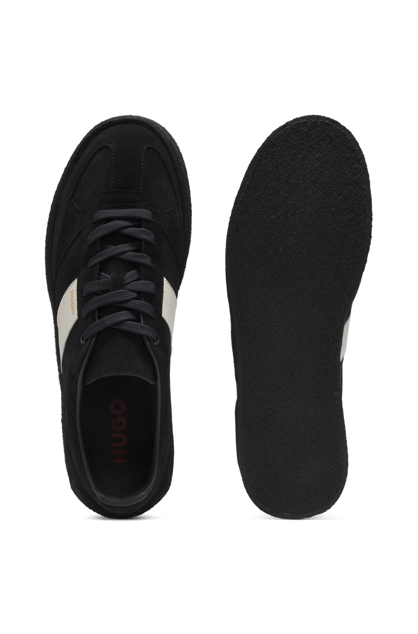 Suede trainers with side stripe