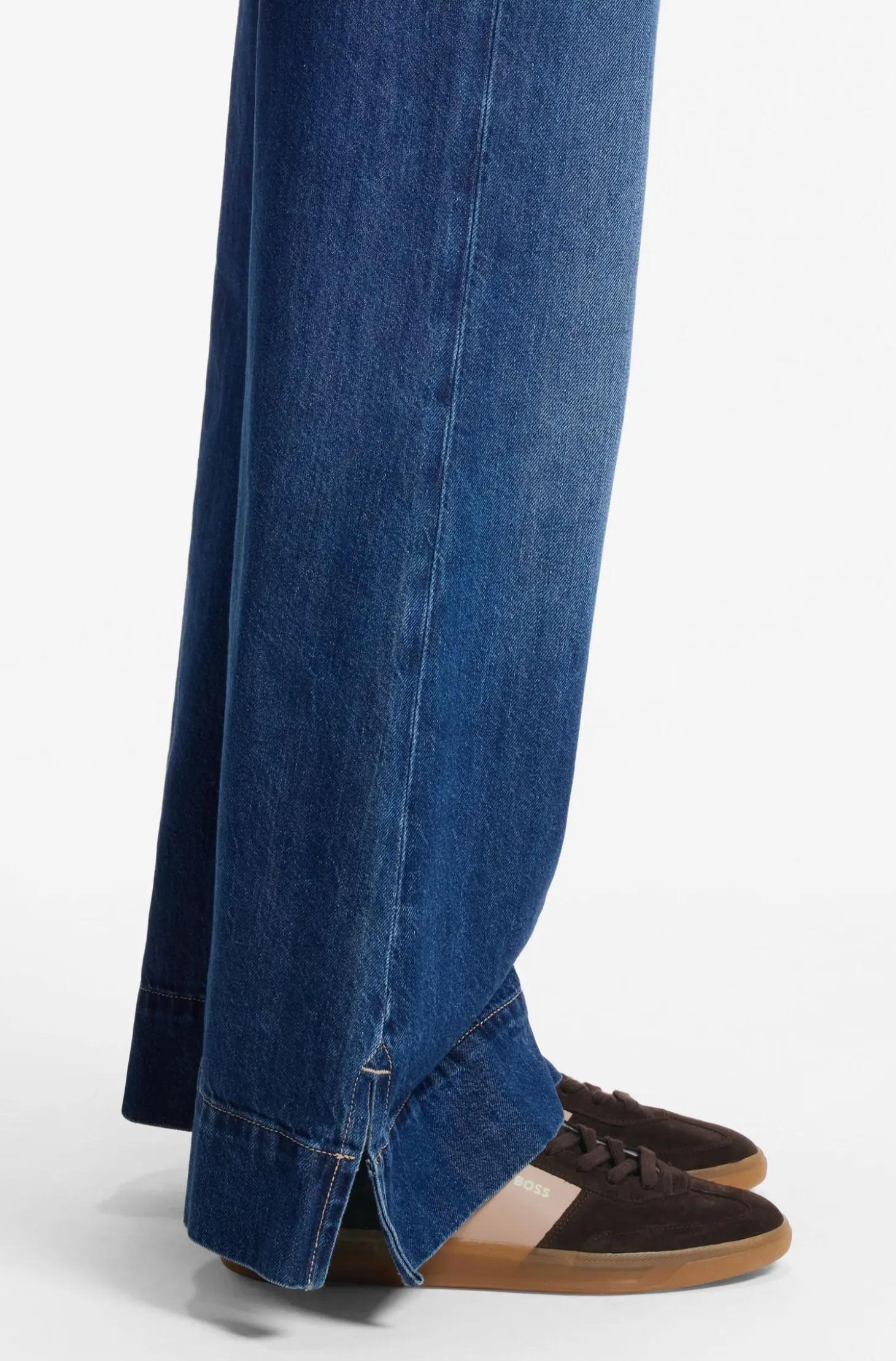 Suede trainers with smooth-leather trims