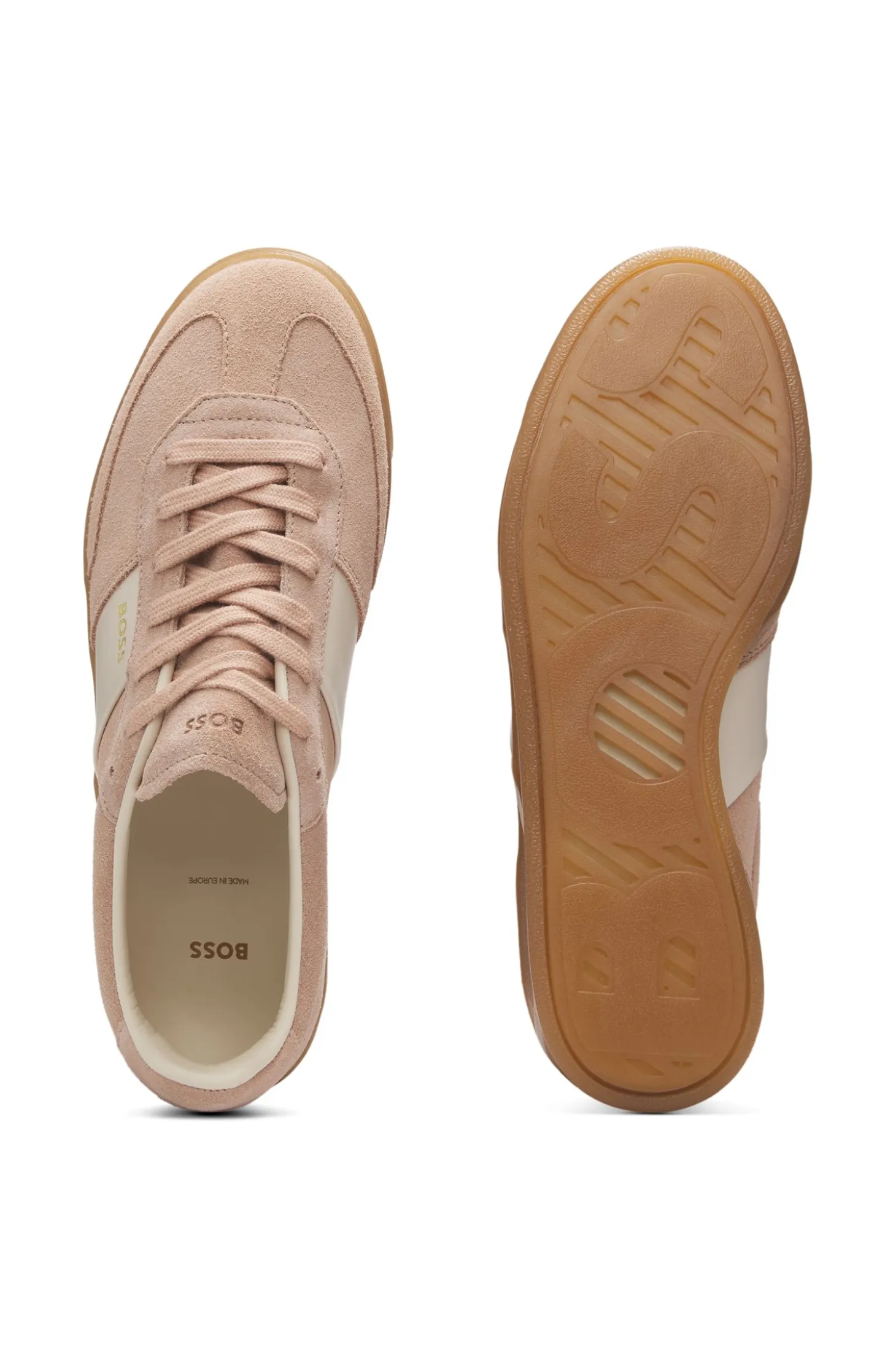 Suede trainers with smooth-leather trims