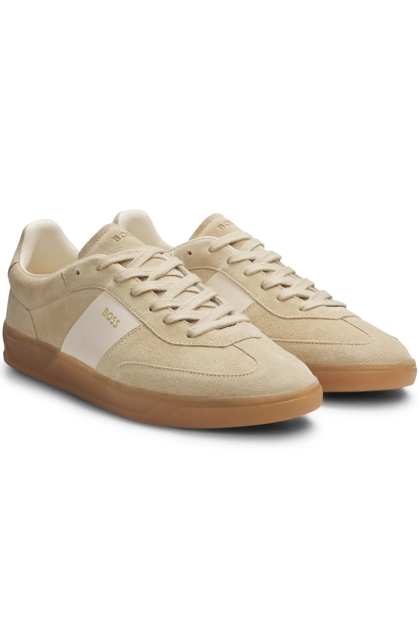 Suede trainers with smooth-leather trims