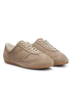 Suede trainers with stacked logo