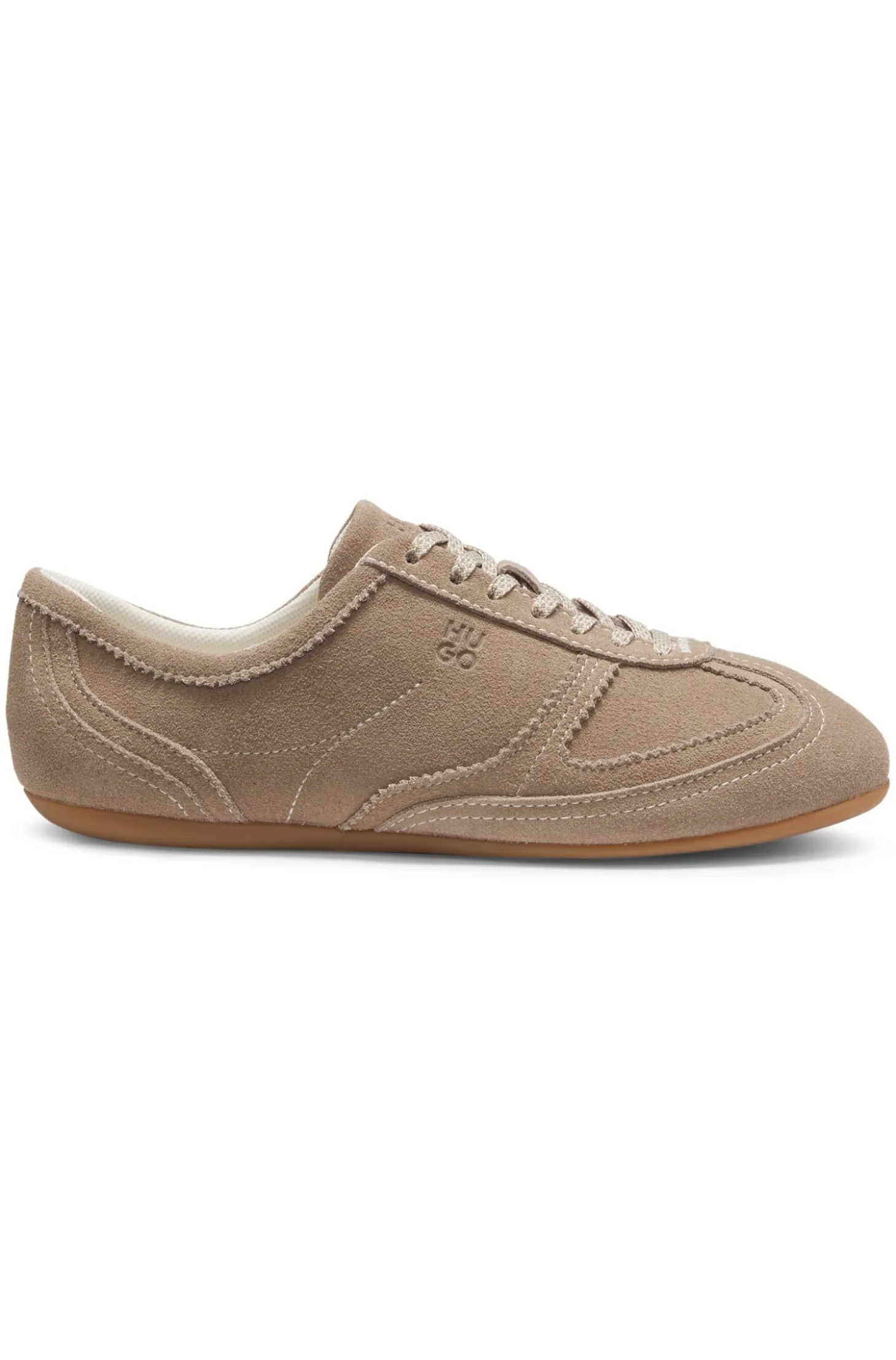 Suede trainers with stacked logo