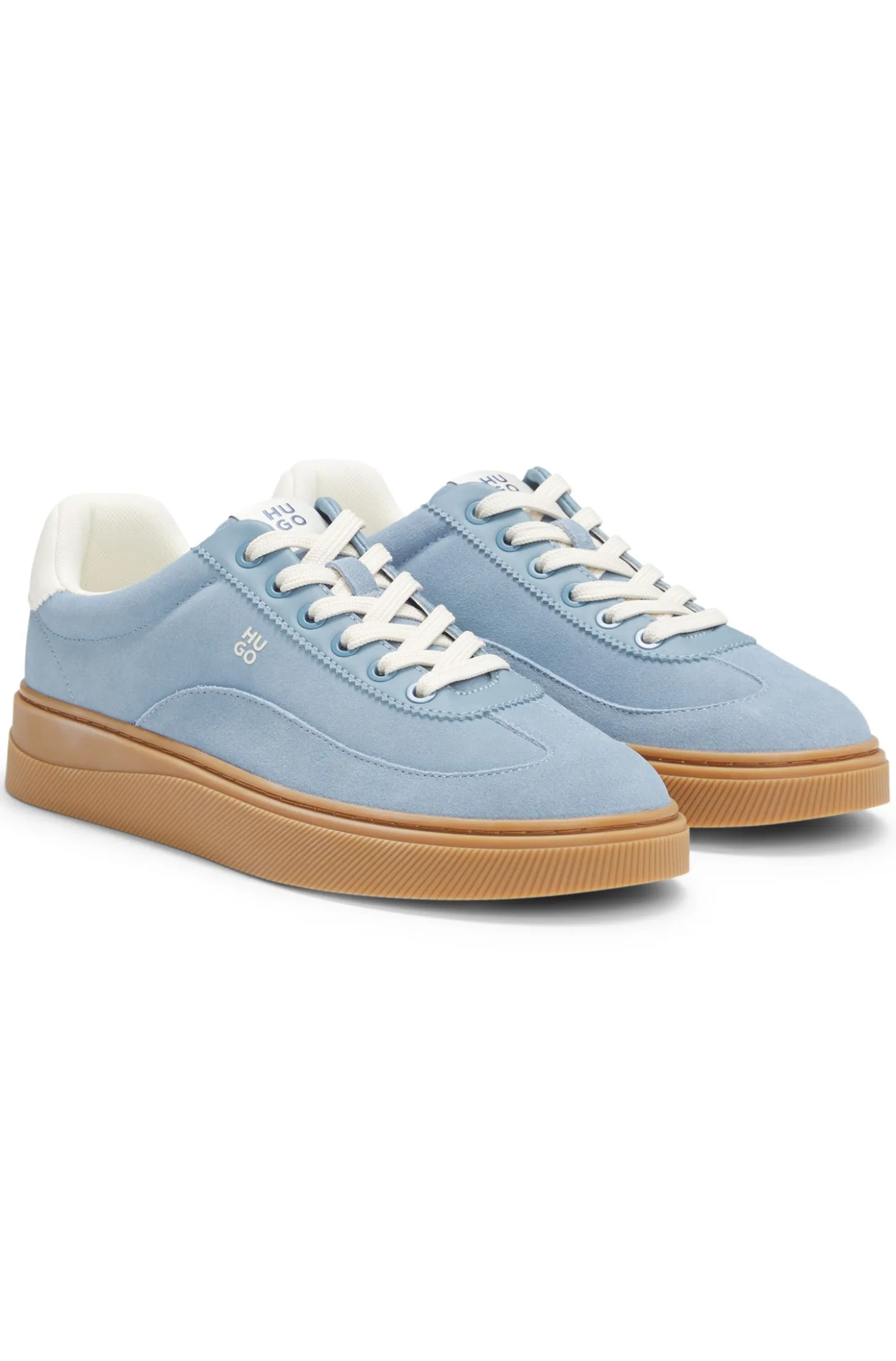 Suede trainers with stacked logos