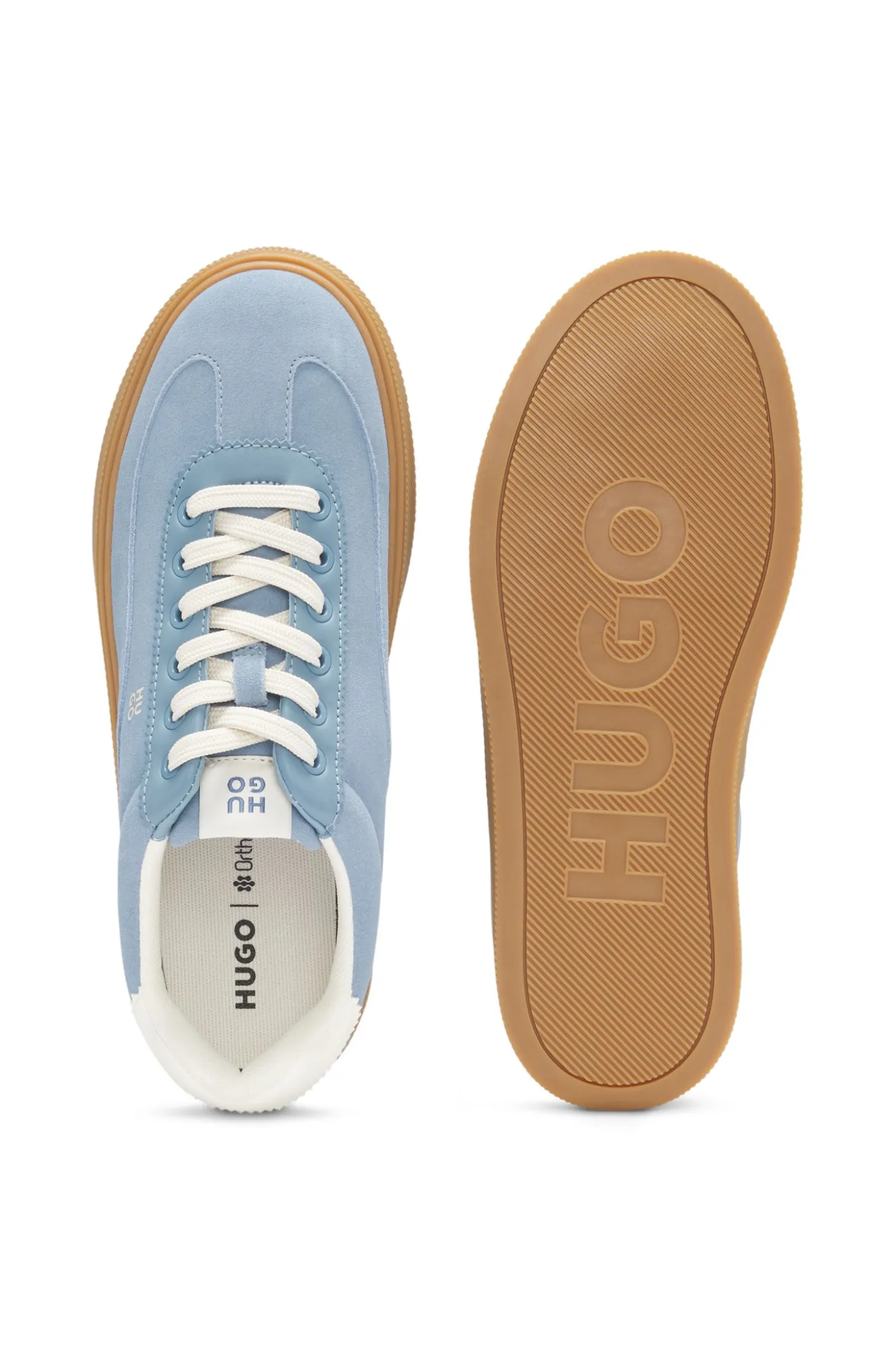 Suede trainers with stacked logos