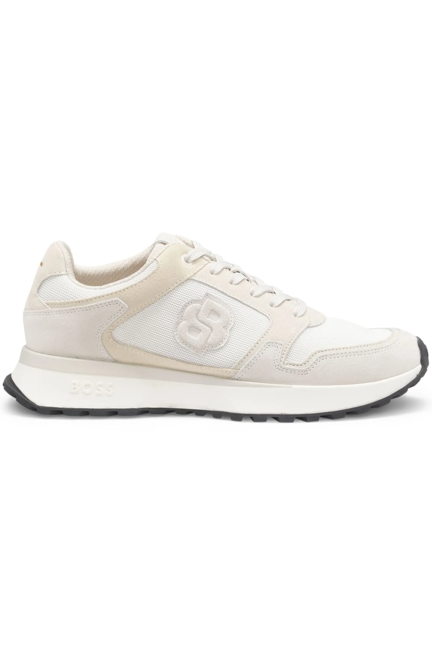 Suede-trim trainers with Double B monogram