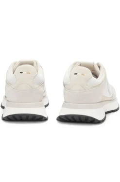 Suede-trim trainers with Double B monogram