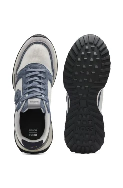 Suede-trim trainers with Double B monogram