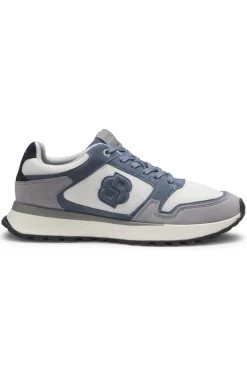 Suede-trim trainers with Double B monogram