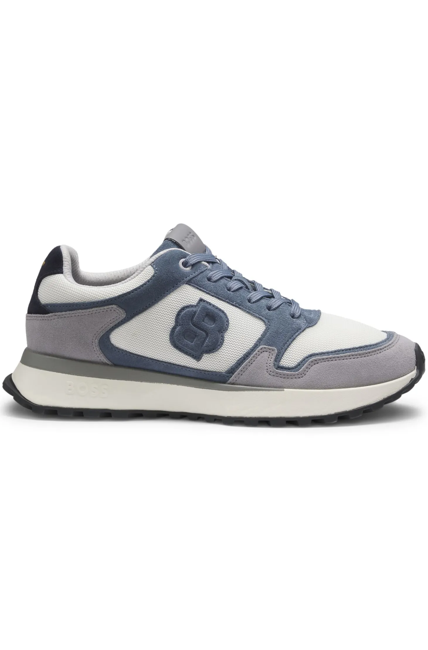 Suede-trim trainers with Double B monogram