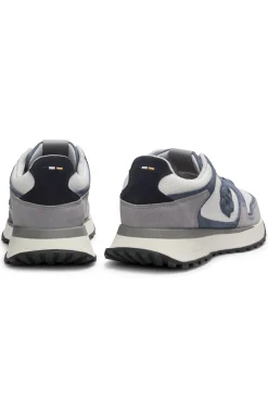Suede-trim trainers with Double B monogram