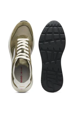 Suede-trim trainers with logo details