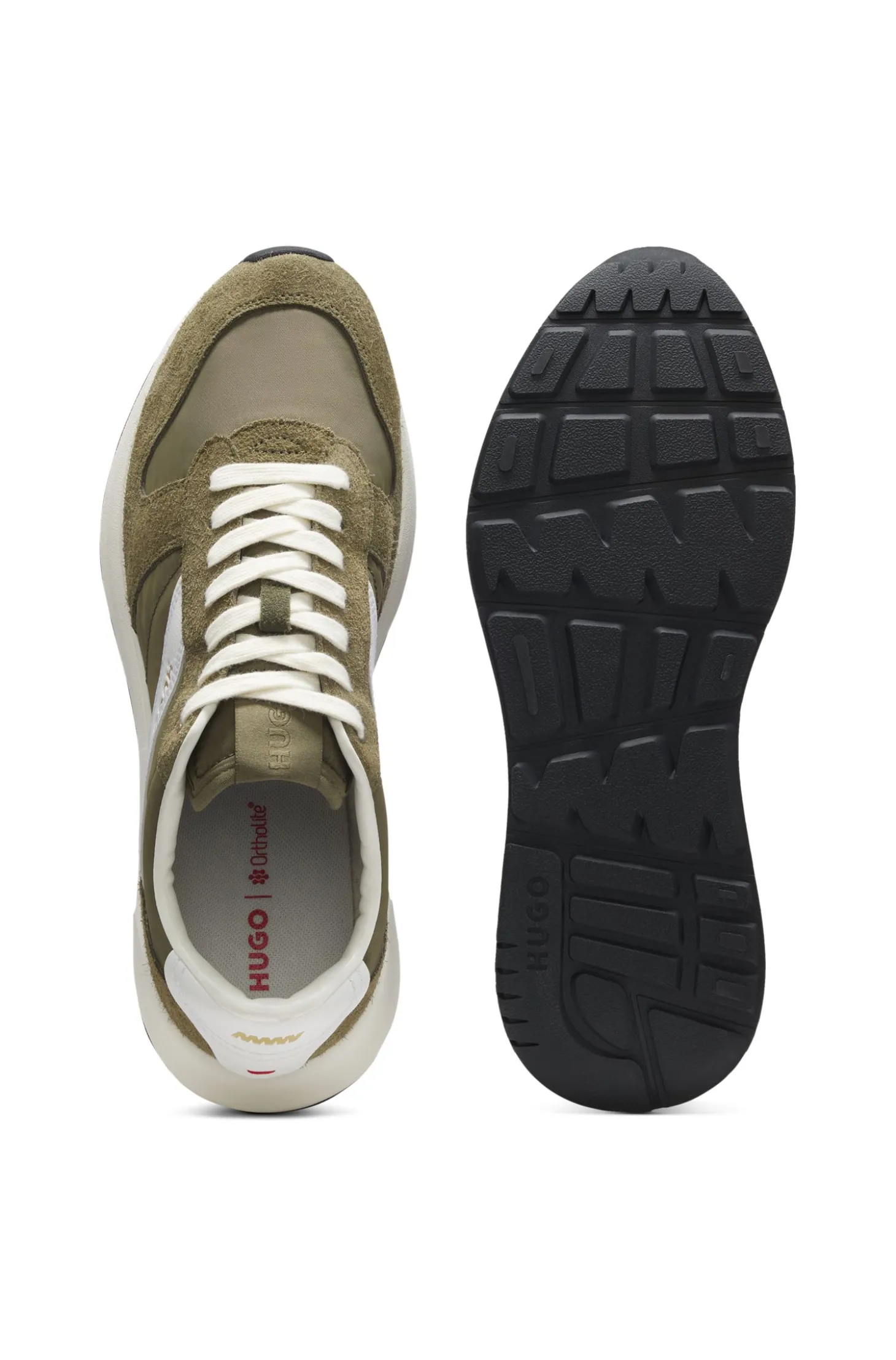 Suede-trim trainers with logo details