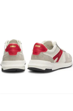 Suede-trim trainers with logo details