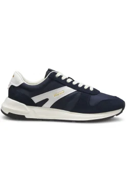 Suede-trim trainers with logo details