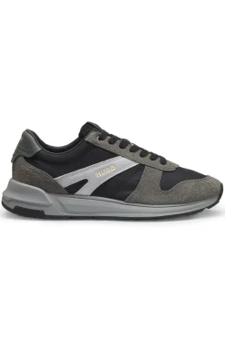 Suede-trim trainers with logo details