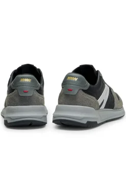 Suede-trim trainers with logo details