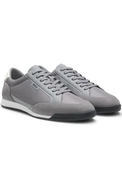 Suede-trim trainers with ribbed sole