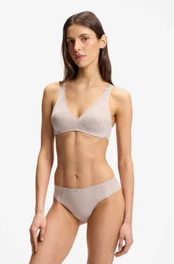 Super-soft lace bralette with gold plaque