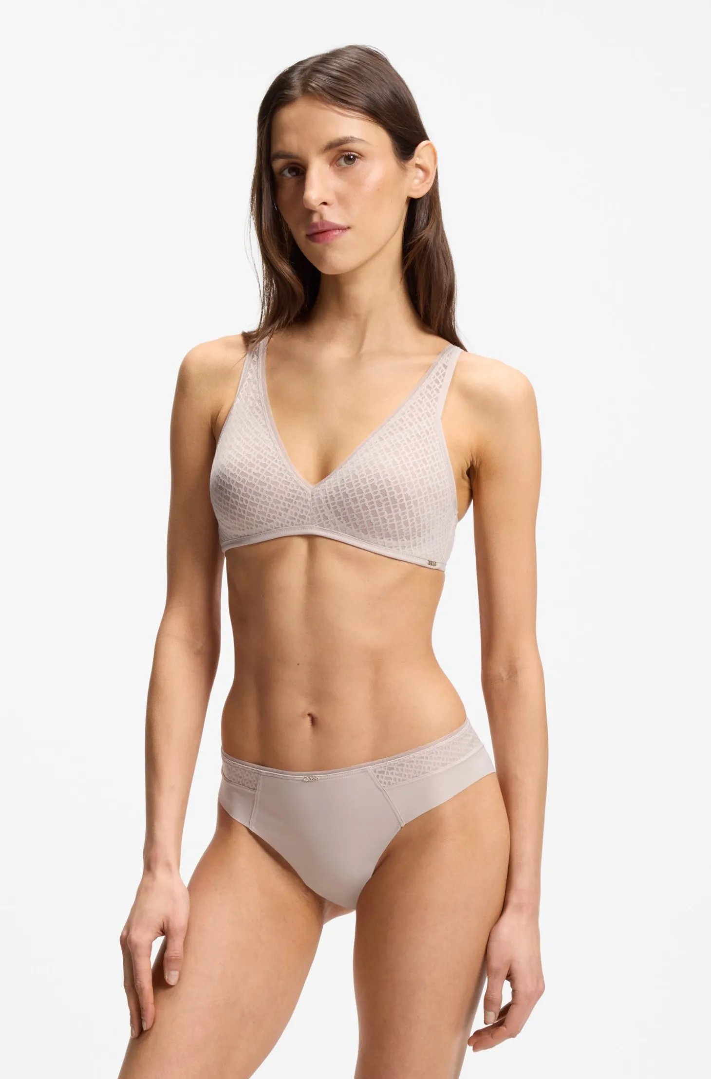 Super-soft lace bralette with gold plaque
