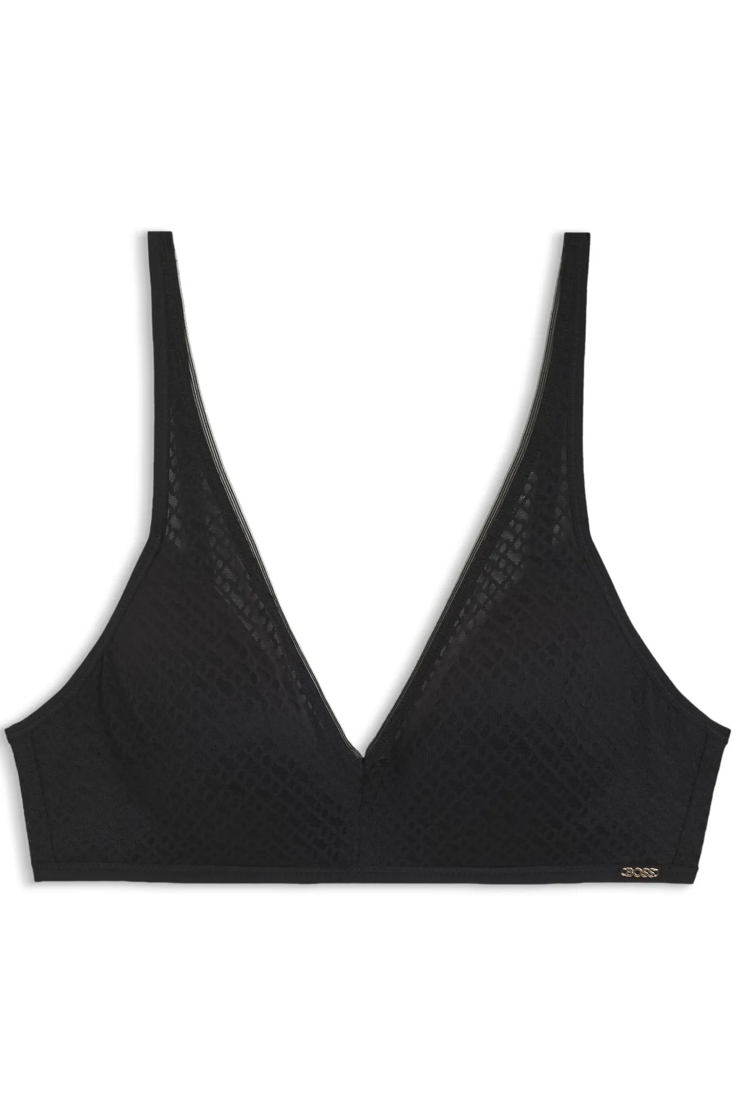 Super-soft lace bralette with gold plaque