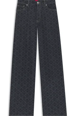 Super-wide-leg jeans in monogram laser-print denim