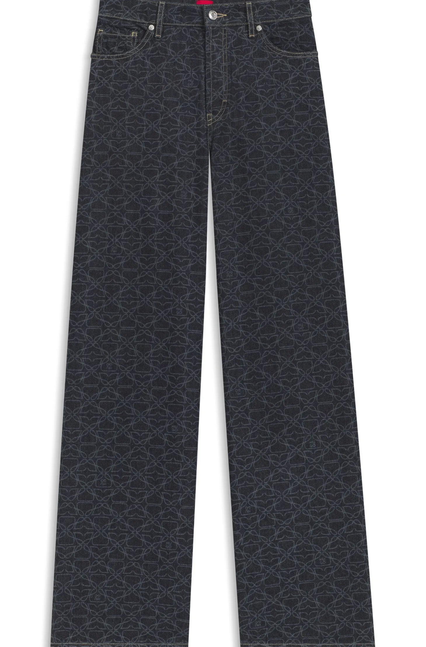 Super-wide-leg jeans in monogram laser-print denim