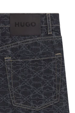 Super-wide-leg jeans in monogram laser-print denim
