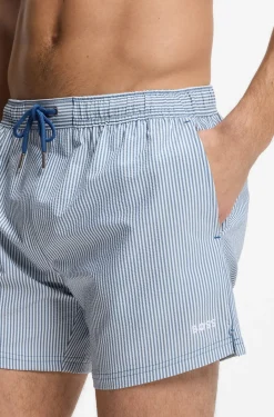 Swim shorts in seersucker fabric with embroidered logo
