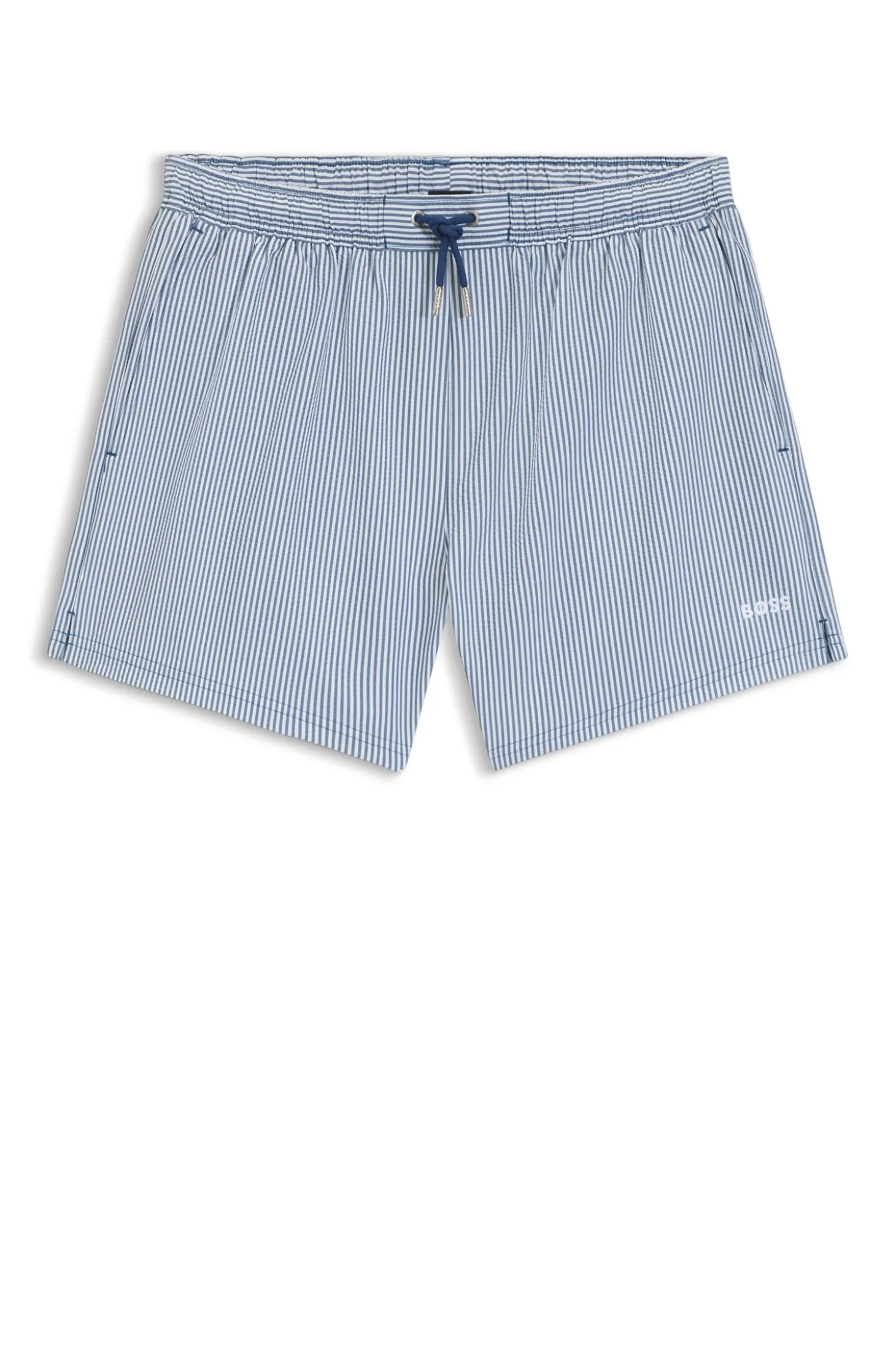 Swim shorts in seersucker fabric with embroidered logo