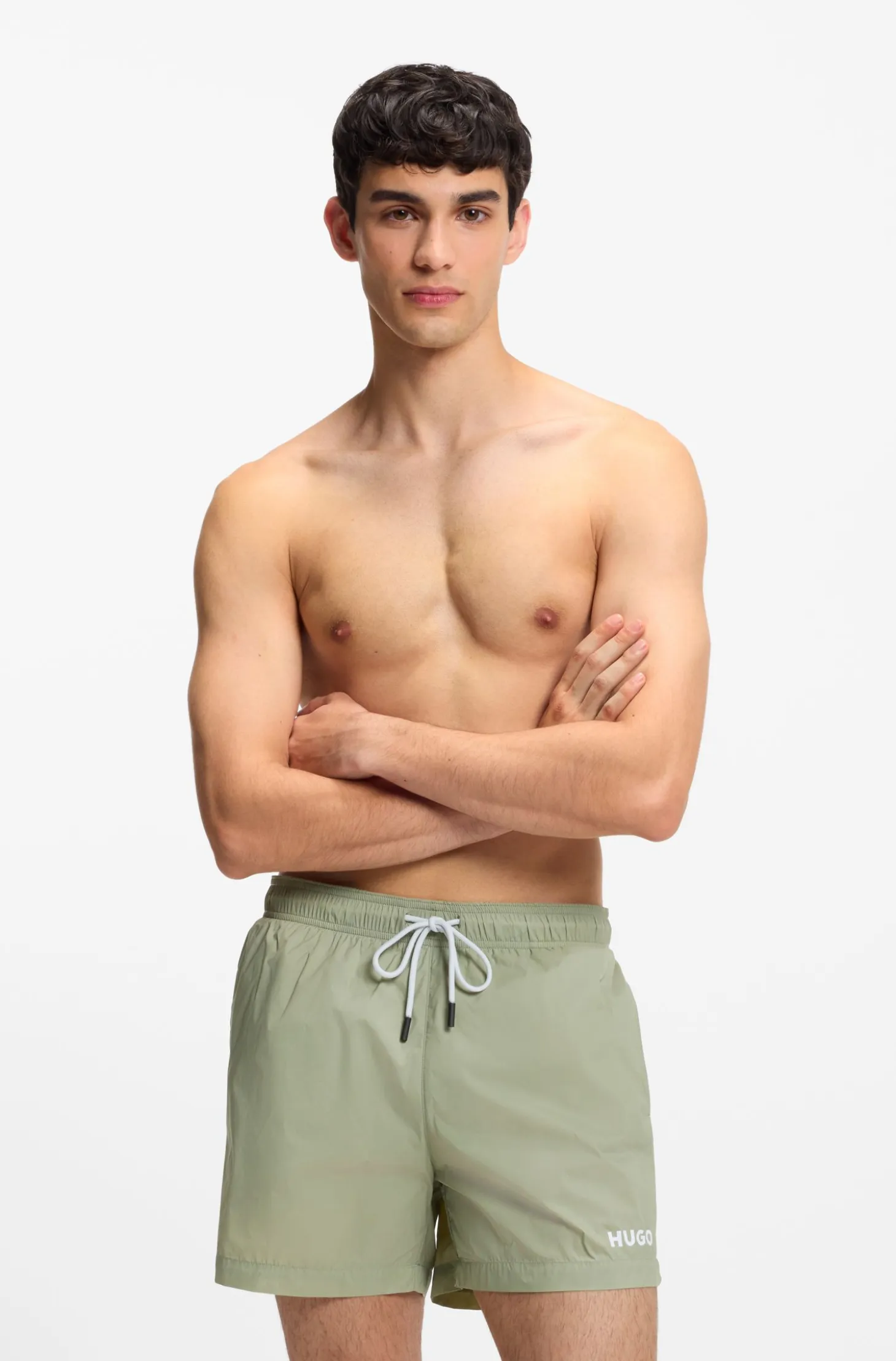 Swim shorts with contrast logo print