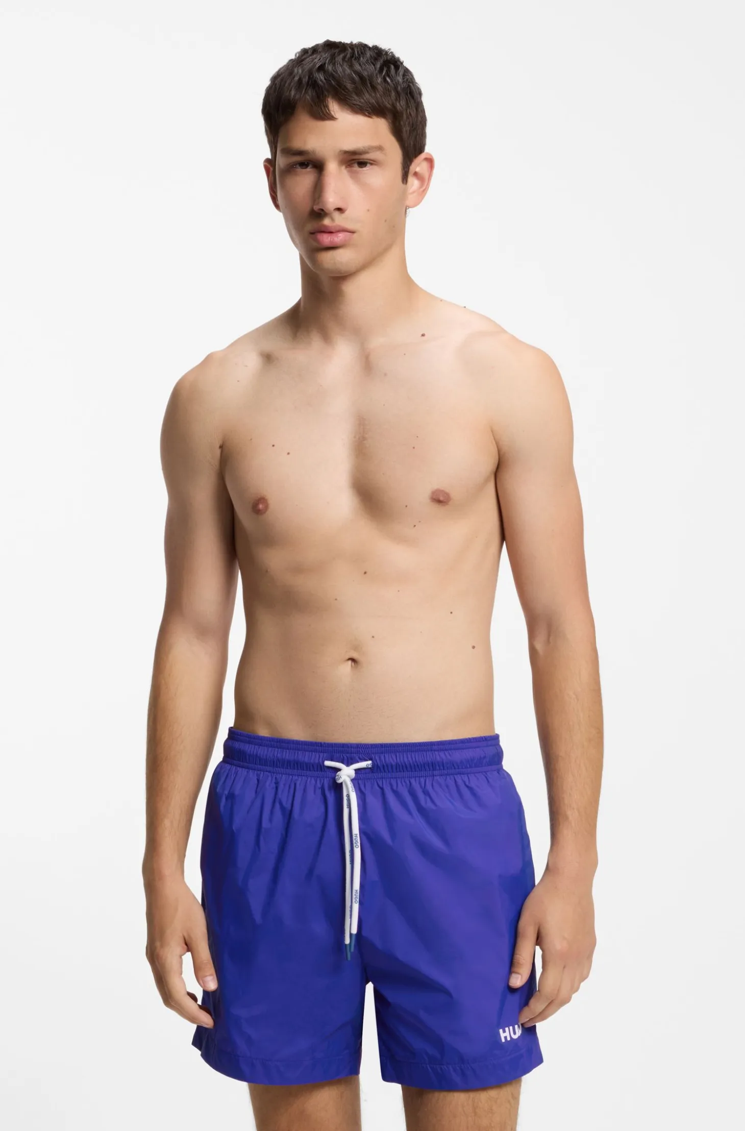 Swim shorts with contrast logo print