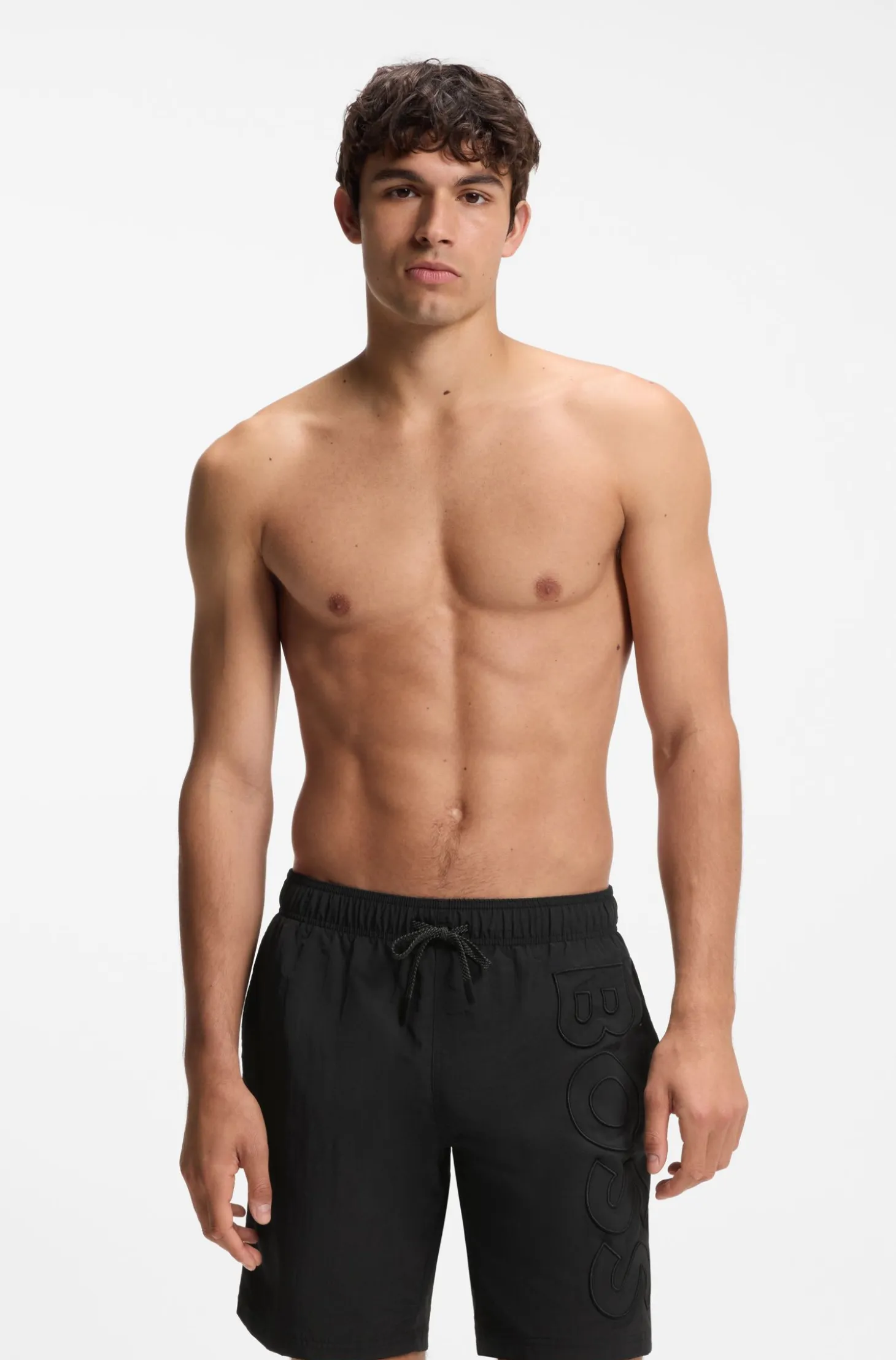 Swim shorts with 3D logo embroidery
