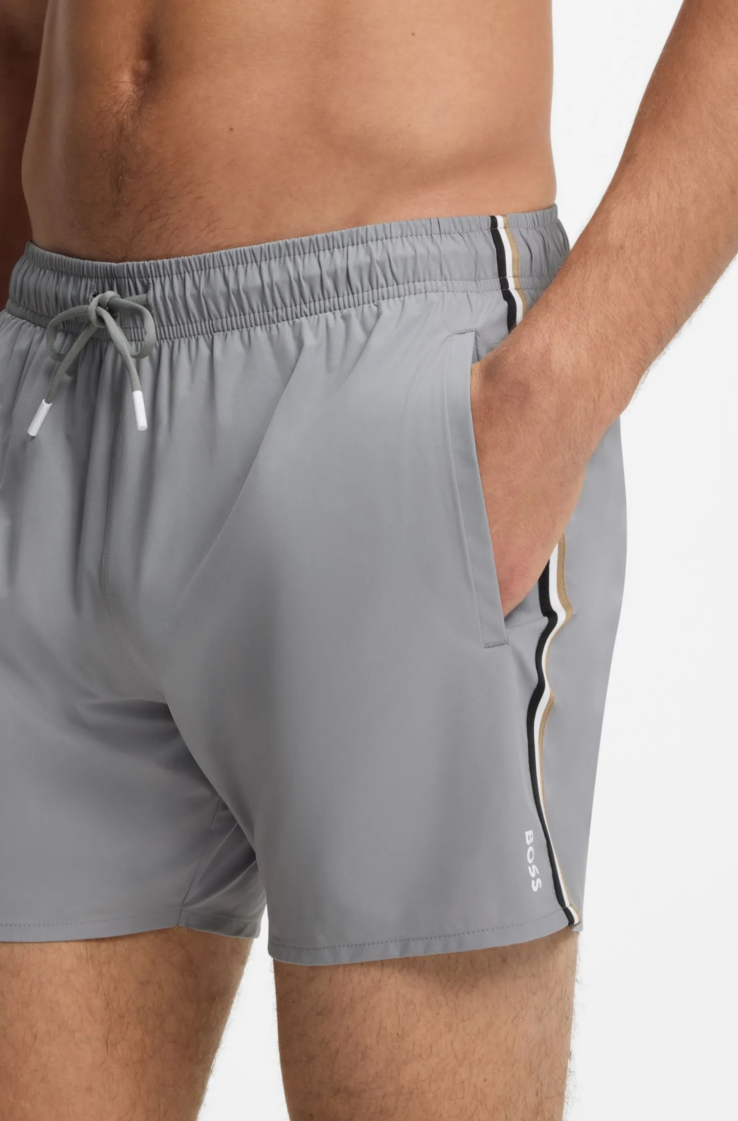 Swim shorts with signature stripe and logo