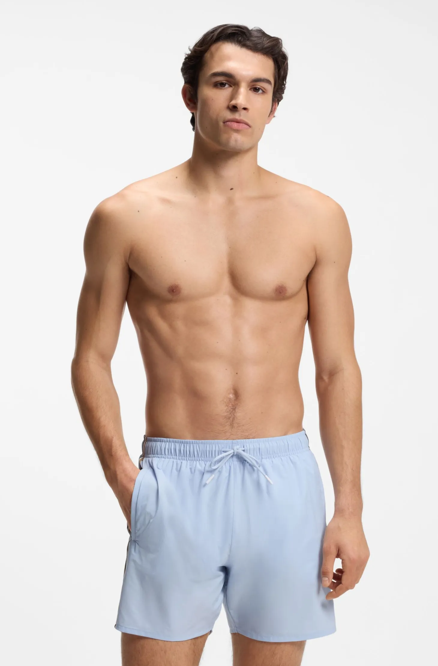 Swim shorts with signature stripe and logo