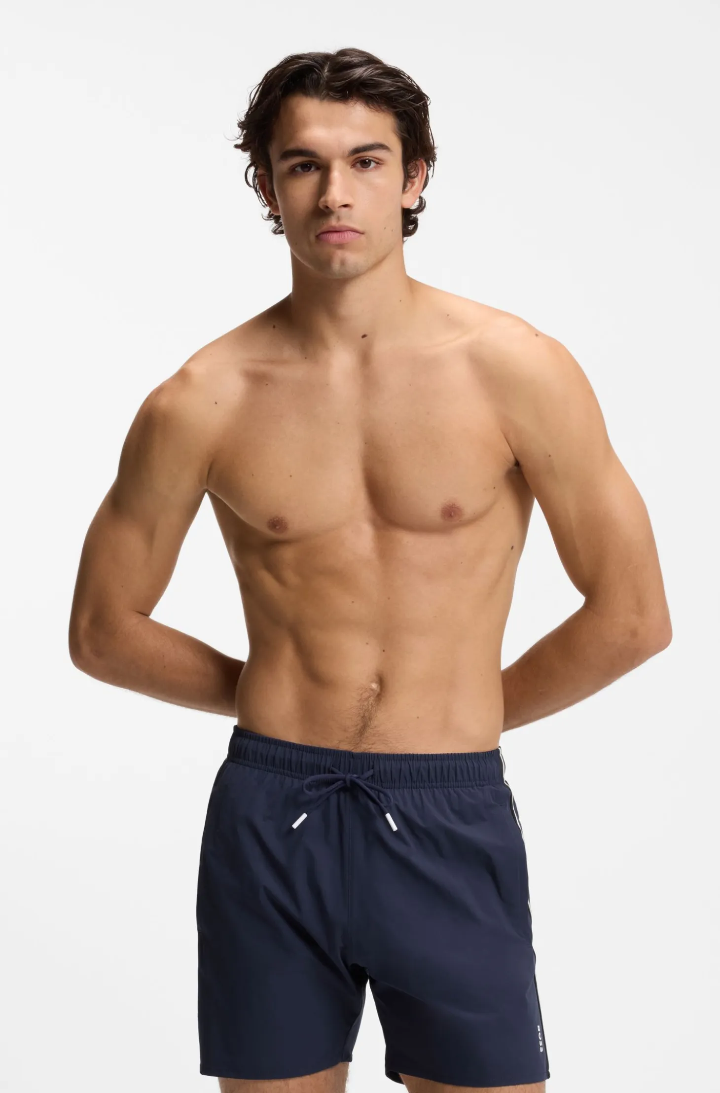 Swim shorts with signature stripe and logo