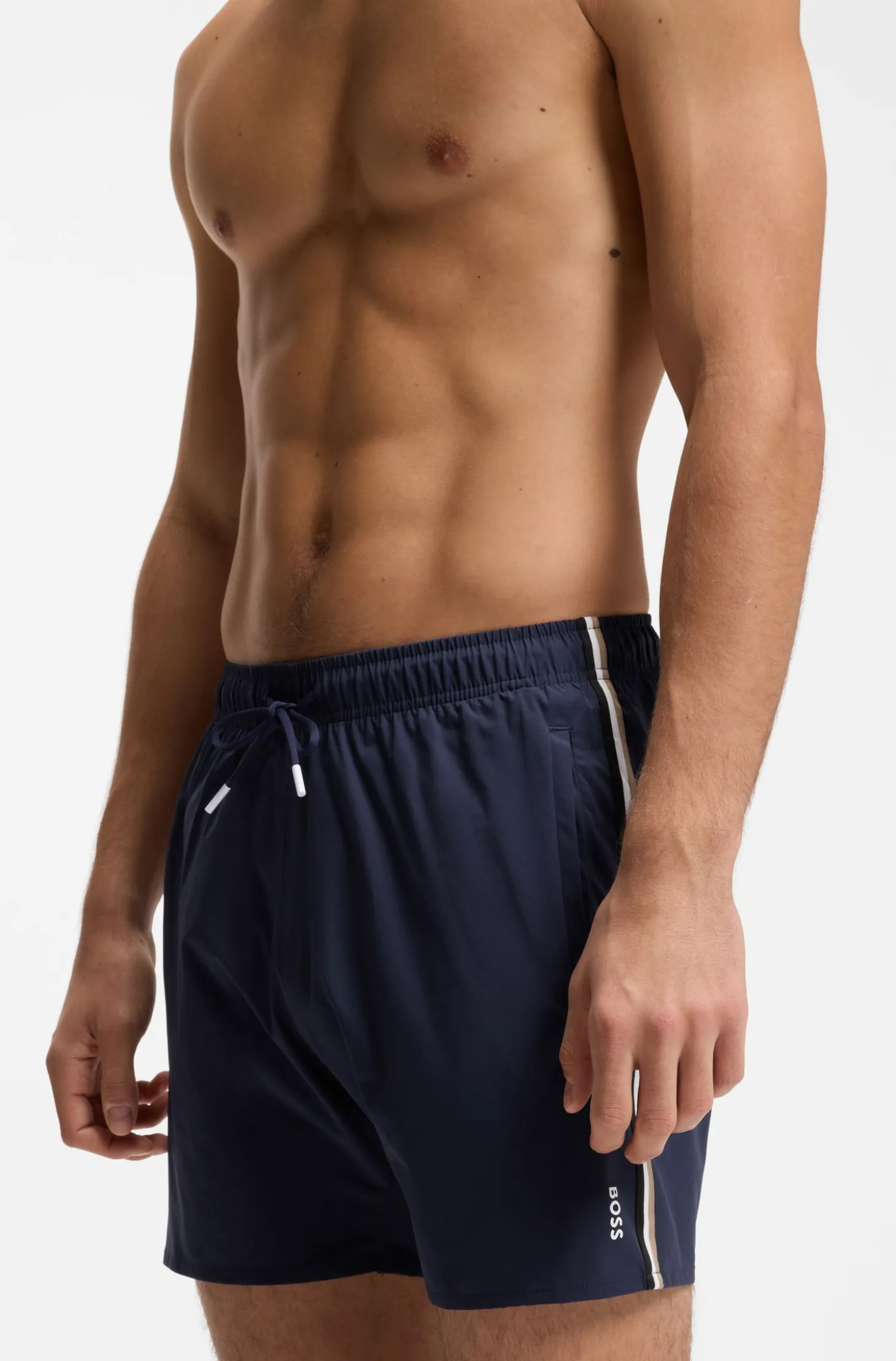 Swim shorts with signature stripe and logo