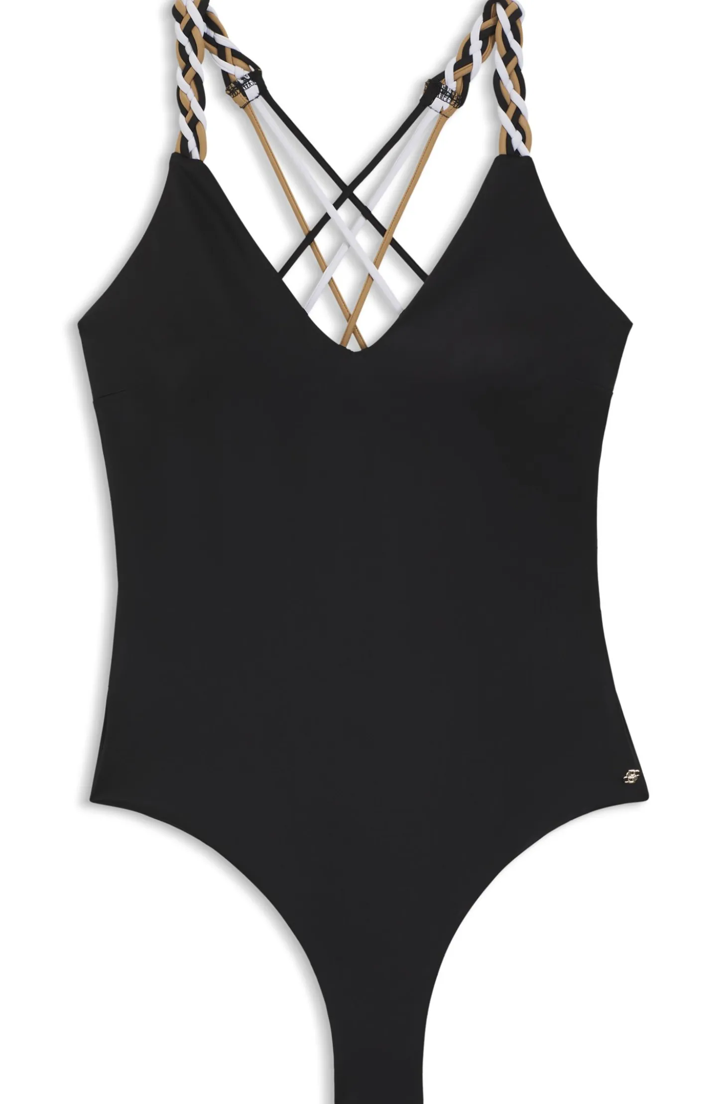 Swimsuit with signature-stripe braided straps