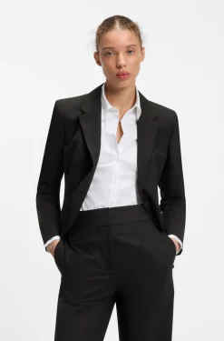Tailored single-button blazer in stretch wool