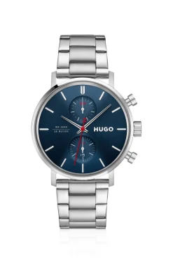 #Takeoff stainless-steel watch with blue dial