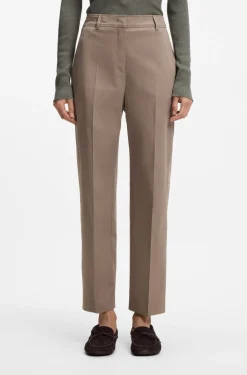 Tapered-fit cropped trousers in stretch cotton