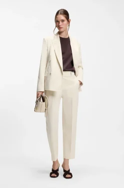 Tapered-fit cropped trousers in stretch cotton