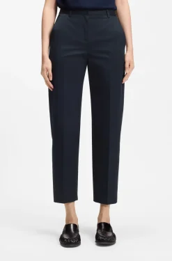 Tapered-fit cropped trousers in stretch cotton