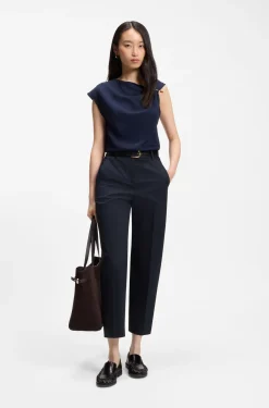 Tapered-fit cropped trousers in stretch cotton
