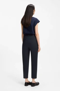 Tapered-fit cropped trousers in stretch cotton