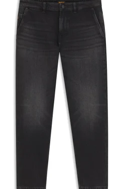 Tapered-fit jeans in black comfort-stretch denim