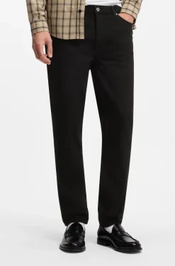 Tapered-fit jeans in black stretch denim